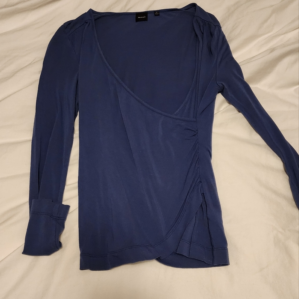 Saks long sleeve, faux wrap top, medium